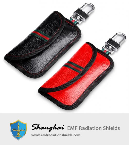 Faraday Tasche für Autoschlüsselanhänger, Echtleder Autoschlüssel RFID Signalblockiertasche Keyless Signalblockschlüsseletui für Autosicherheit