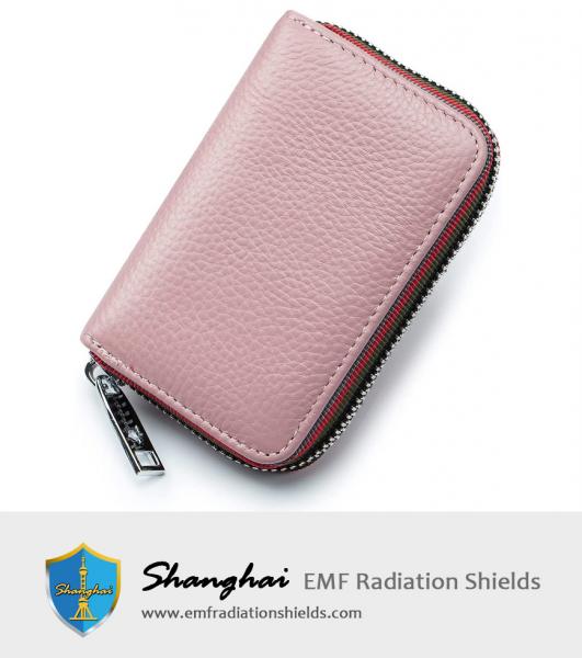 RFID Credit Card Holder For Women Men Small Zipper Leather Card Wallet